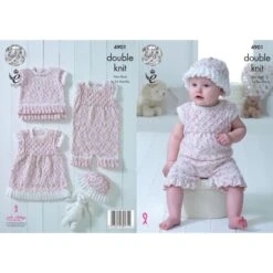 King Cole Knitting Pattern Baby Set Knitted In King Cole Cherish Dash DK 4901