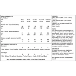 King Cole Knitting Pattern Cardigan Knitted Big Value Poplar Chunky 5501