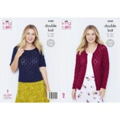 King Cole Knitting Pattern Cardigan & Top Knitted In Galaxy DK 5550