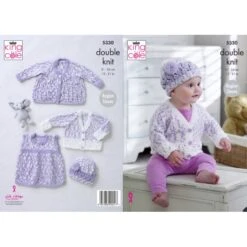 King Cole Knitting Pattern Coat, Cardigan & Hat Knitted In Cherish Dash DK 5330