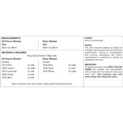 King Cole Knitting Pattern Floral Blankets Crocheted King Cole Cherished DK 4891