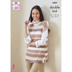 King Cole Knitting Pattern Hoodie & Pullover Knitted In Harvest DK 6009