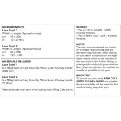 King Cole Knitting Pattern Scarves Knitted Big Value Super Chunky 5338