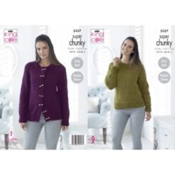 King Cole Knitting Pattern Sweater, Cardigan Knitted Big Value Super Chunky 5337