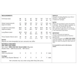 King Cole Knitting Pattern Sweater & Cardigan Knitted In Big Value Aran 5300