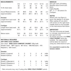 King Cole Knitting Pattern Sweater & Cardigan Knitted In Comfort Chunky 4718