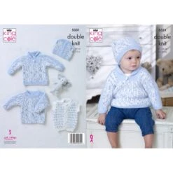 King Cole Knitting Pattern Sweater, Gilet & Hat Knitted In Cherish Dash DK 5331