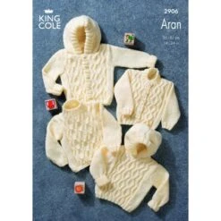 King Cole Knitting Pattern Sweaters And Jackets Knitted In Big Value Aran 2906 -OHSEWCRAFTY king cole knitting pattern sweaters and jackets knitted in big value aran 2906 1