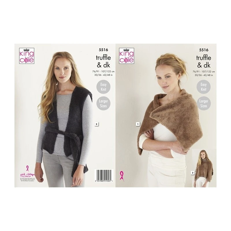 King Cole Knitting Pattern Wrap Poncho & Tabbard Truffle & Merino DK 5516 3 King Cole Knitting Pattern Wrap Poncho & Tabbard Truffle & Merino DK 5516