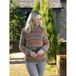 Knitting Pattern James C Brett JB656 Chunky Ribbed Sweater Roll Or Round Neck (D)
