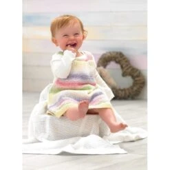 Knitting Pattern James C Brett JB805 Baby Marble DK Dress Playsuit Booties