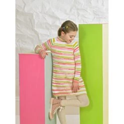 Knitting Pattern James C Brett JB823 Childrens Jumper Dress Partytime Stripe DK