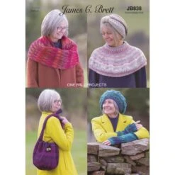 Knitting Pattern James C Brett JB838 Bag Hat Scarf Gloves Pattern Marble Chunky