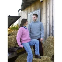 Knitting Pattern James C Brett JB854 Funnel V Neck Jumper Pattern Croftland Aran