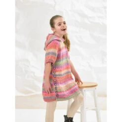 Knitting Pattern James C Brett JB857 Kids Hooded Dress Pattern Marble Chunky
