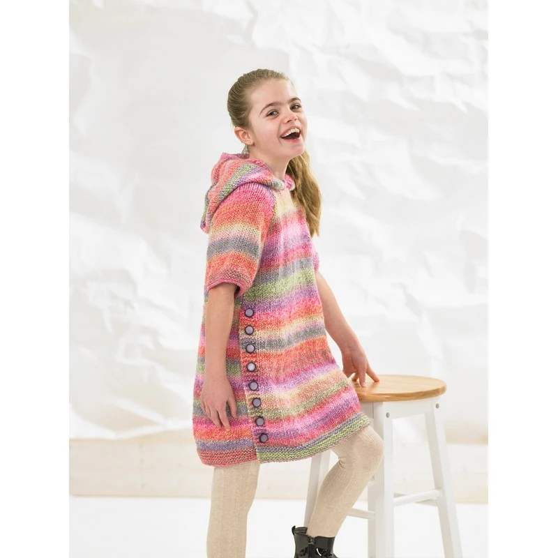 Knitting Pattern James C Brett JB857 Kids Hooded Dress Pattern Marble Chunky 3 Knitting Pattern James C Brett JB857 Kids Hooded Dress Pattern Marble Chunky