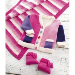 Knitting Pattern James C Brett UKHKA157 DK Cardigan Booties & Blanket