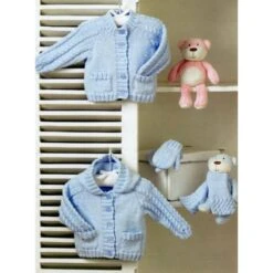 Knitting Pattern James C Brett UKHKA86 DK Baby Cardigan & Mittens