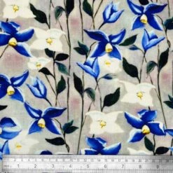 Linen Viscose Blend Fabric Superior Softness Danielle Floral Flower 142cm Wide -OHSEWCRAFTY linen viscose blend fabric superior softness danielle floral flower 142cm wide 1