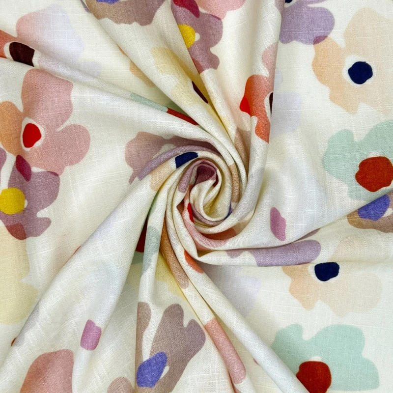 Linen Viscose Blend Fabric Superior Softness Miley Floral Flower 142cm Wide 5 Linen Viscose Blend Fabric Superior Softness Miley Floral Flower 142cm Wide - Image 3