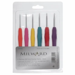 Milward 14cm Crochet Hook Set Soft-Grip Rubber Handles: Set Of 6