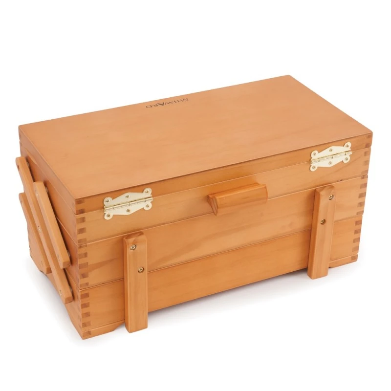 Milward Wooden Pine Sewing Box Cantilever Craft 3 Tier 5 Milward Wooden Pine Sewing Box Cantilever Craft 3 Tier - Image 3