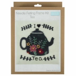 Needle Felting Kit With Frame Floral, Cat, Birds Or Teapot