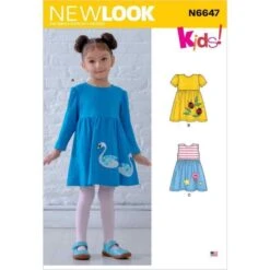 New Look Sewing Pattern 6647 - Toddlers Dresses With Appliques