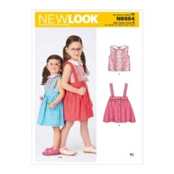 New Look Sewing Pattern 6664 Toddlers' & Children's Dungarees Skirt & Blouse Top