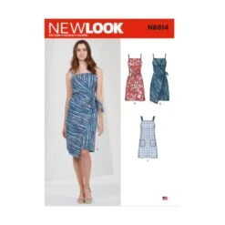 New Look Sewing Pattern N6614 Misses' Dresses Wrap Style Thin Shoulder Straps