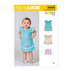 New Look Sewing Pattern N6663 Infants' Baby Dress, Top & Trousers