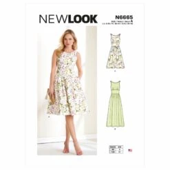 New Look Sewing Pattern N6665 Misses' Fit And Flare Dress Waist Yoke & Piping