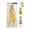 New Look Sewing Pattern N6669 Misses' Fit Flare Stretch Knit Dress Tie Shoulder -OHSEWCRAFTY new look sewing pattern n6668 misses elasticated peplum top and flared skirt 2