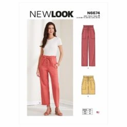 New Look Sewing Pattern N6674 Misses' Paperbag Waist Trousers And Shorts Casual