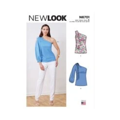 New Look Sewing Pattern N6701 Misses' One Shoulder Top With Bow Detail