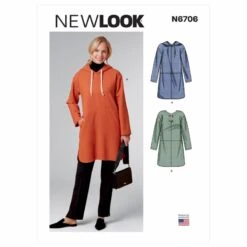 New Look Sewing Pattern N6706 Misses Top Tunic With Or Without Hood Jacket