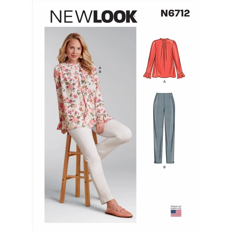 New Look Sewing Pattern N6712 Misses Top Front, Back Pleat Detail Slim Trousers 3 New Look Sewing Pattern N6712 Misses Top Front, Back Pleat Detail Slim Trousers