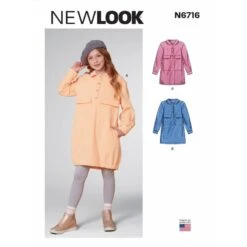 New Look Sewing Pattern N6716 Children's Girls Tunic Dress Button Cuffs