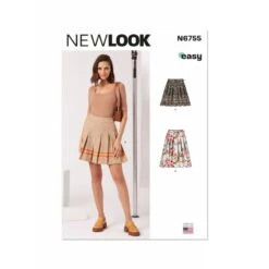 New Look Sewing Pattern N6755 Misses’ Easy To Sew Pleated Skirt In Two Lengths