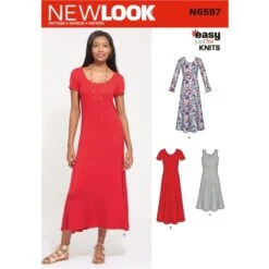 New Look Women's Stretch Knit Loose-Fitting Dress With Sleeve Variations 6597