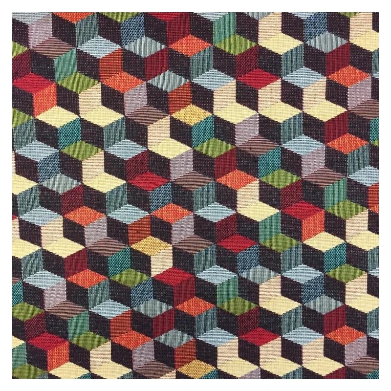 New World Geometric Cube Staircase 80% Cotton 20% Polyester Fabric 140cm Wide 3 New World Geometric Cube Staircase 80% Cotton 20% Polyester Fabric 140cm Wide