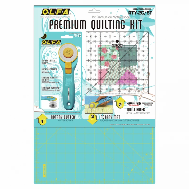 Olfa Patchwork Starter Set Aqua Cutting Mat, 45mm Rotary Cutter, Ruler 3 Olfa Patchwork Starter Set Aqua Cutting Mat, 45mm Rotary Cutter, Ruler