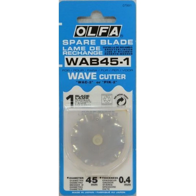 OLFA Rotary Cutter Wave Blade WAB45-1 Single 45mm 4 OLFA Rotary Cutter Wave Blade WAB45-1 Single 45mm - Image 2
