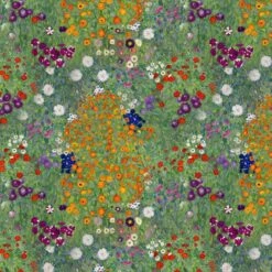 Outdoor Water Repellent Fabric - Flower Garden Painted Art Look | UV & Weather Resistant