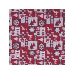 Patchwork Reindeer Bauble & Snowflake 100% Cotton Linen Look Upholstery Fabric