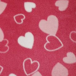 Polar Anti Pil Fleece Fabric Pink And White Love Hearts Valentines
