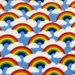 Polar Fleece Anti Pil Fabric Rainbows Clouds Sky Rainbow