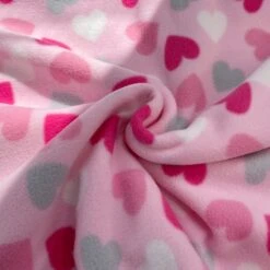 Polar Fleece Fabric Love Hearts Valentines Blanket Pink Romance 150cm Wide