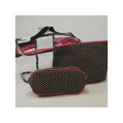 Polka Dot Set Of 3 Trio Bag Cosmetic Make Up Travel Wash Sponge Bag PVC