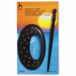 Pony Shawl Pin Oval Spots Decorative Wooden Brooch / Fastener